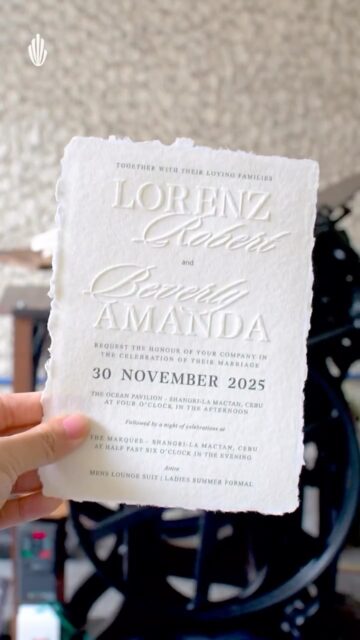 Lorenz and Amanda’s names pop right off our handmade cotton rag paper—the kind of detail that makes you look twice. Bold, textured, and impossible to ignore.
Design c/o bride
#brideandbreakfast #invitationph #weddingph #letterpresslove #decklededge #invitationph
