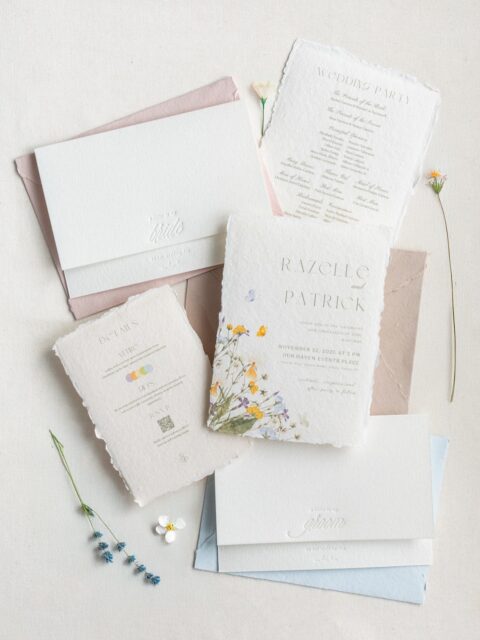Razelle & Patrick 🪻🦋 🌼
Design c/o client
Print, Papers & letterpress cards @haathpaper
#handmadepaperph #cottonragpaper #brideandbreakfastph #weddingph #invitationph