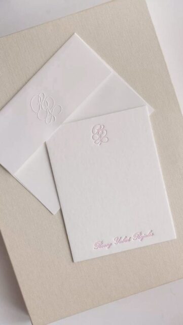 Nothing beats that letterpress texture 🤌🏻 Printing with a new catalog color for the first time is always a thrill. Add in @thefozzybook stunning monogram work and an elevated embossed flap detail, and you get pure stationery perfection.

#letterpressph #invitationph #notecardsph #chandlerandprice #letterpress